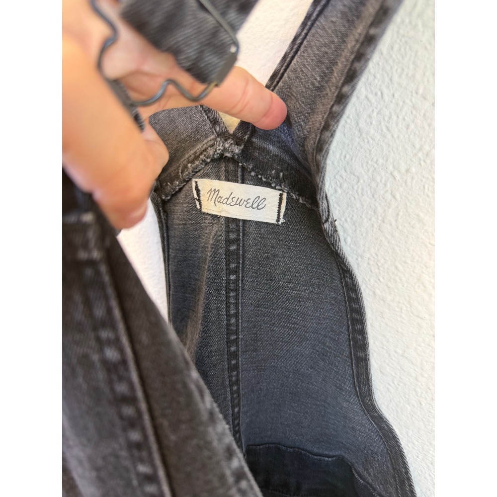 Madewell Black Slim Straight Overalls Womens XS Stretchy Grunge Bib Rugged - Picture 5 of 7